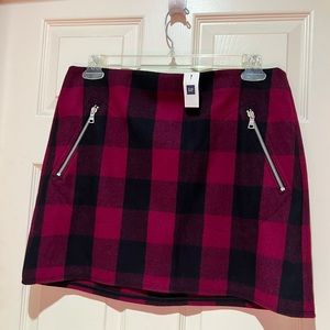 NWT Plaid Black and Maroon Skirt